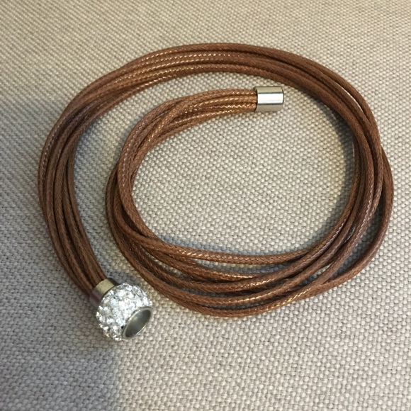 Source Unknown Brown Cord Bracelet with Silver Crystal Clasp - Picture 3 of 6